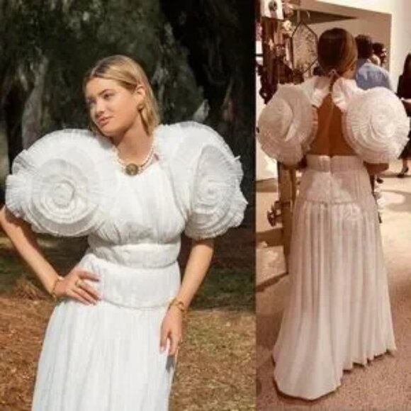 Aje Sculptura Expressive Pleated Organza Maxi Dress White Bridal NEW with tag - Picture 7 of 15